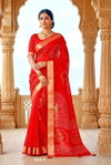 Jiya Vol 43 By Vallabhi Moss Georgette Bandhani Printed Saree Wholesale In India
